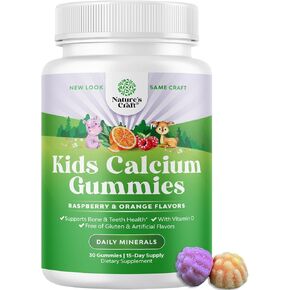 Delicious Kids Calcium Gummies - Toddler Vitamin D and Calcium Gummies for Children - Kids Vitamin Gummies with Calcium and Vitamin D for Muscle Bone and Teeth Development - Kosher Childrens Gummies