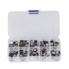 100Pcs Type C USB Female Plug Connector Jack Solder Repair Replacement Adapter Assortment Set for Phone Computers USB CDs Stainless Steel Shell 10 Types