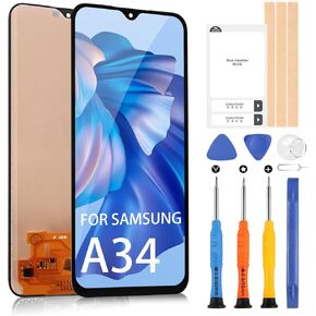Screen Replacement for Samsung Galaxy A34 5G A346 LCD Display Digitizer SM-A346E,SM-A346B,SM-A346M Touch Screen Assembly Repair Parts(No Fingerprint Function,Incell)