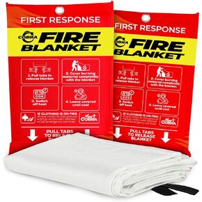 Mart Cobra Emergency Fire Blanket for Home and Kitchen Fire Extinguishers for The House x4 Fiberglass Fire Blankets Emergency for Home Fireproof Blanket Fire Retardant Blankets Grease Spray