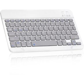 Ultra-Slim Bluetooth Rechargeable Keyboard for Amazon Fire HD 8 Plus (2020) and All Bluetooth Enabled iPads, iPhones, Android Tablets, Smartphones, Windows pc - Onyx Black