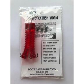 Doc's Super Catfish Worms - Durable Soft Plastic, Integrated Test Line & Leader - Treble Hook, Compatible with Doc's Dip Bait - Perfect for Freshwater and Saltwater Fishing in Saudi Arabia