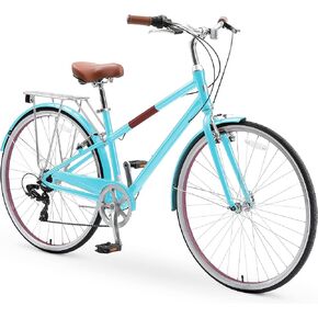 sixthreezero Reach Your Destination Women's Road Bike, 7 Speed Adult Hybrid Bicycle with Rear Rack, 28 Inch Wheels, Multiple Color Options