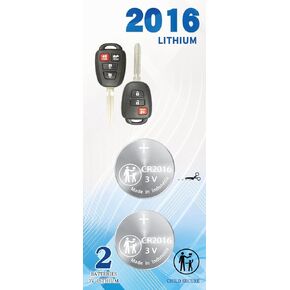 Key Fob Battery Replacement for Toyota fits 2013-2021 Camry Corolla Highlander Prius C Scion FR-s iQ tC xB xD Sequoia Tacoma Tundra,with Open Tools (2Pack CR2016)