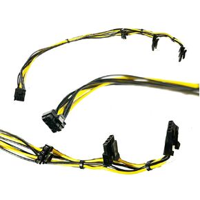 AVID HDX 3 in 1 PCIE Power Cable Wire | Mac Pro 2019+ | Mini 8 Pin Male to 3X Mini 4 Pin Male Connectors | Power Expansion Kit | Pro Tools | Adapter, 15 INCHS, BLACK YELLOW, 83X4P