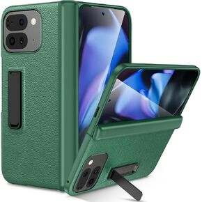 Ruky for Google Pixel 9 Pro Fold Case with Hinge Protection, Full Body Case with Built-in Kickstand & Screen Protector PU Leather Protective Phone Case for Google Pixel 9 Pro Fold, Carbon Fiber