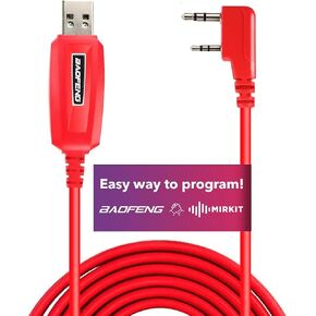 BAOFENG Programming Cable UV-5R/5RA/5R Plus/5RE, UV3R Plus, BF-888S, 5R EX, 5RX3, GA-2S, UV-82 (39-inch Mirkit Red, Version 2022, This one Works!)
