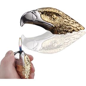Eagle Head Lighter,Metal Lighter,Jet Torch Lighter,Creative Refillable Soft Flame Metal Windproof Lighters,for Party Candles Kitchen BBQ Camping, Gifts for Men(No Gas) (Silver)