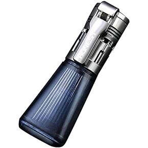 Torch Lighters Triple Jet Flame Cigar Lighter with Large Capacity Visible Gas Tank, Adjustable and Windproof Lighter Refillable Butane Lighter for Kitchen Grill Camping BBQ Fireworks (Brown)