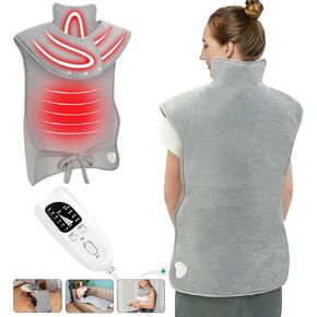 Electric Heating Pad for Back Pain Relief, 22"x 37" Large Heating Pad for Neck and Shoulders, Heat Pad with 6 Heat Settings & 4 Time Settings Auto-Off, Gifts for Women Men Mom Dad (Gray)