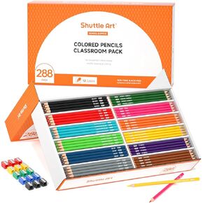Shuttle Art Colored Pencils Bulk, 408 Pack Coloring Pencil Set Plus 20 Sharpeners, 12 Assorted Colors, Classroom Pack School Supplies