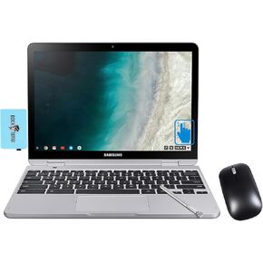 SAMSUNG Chromebook Plus V2 XE521QAB-M02US Light Titan 2-in-1 Laptop (Celeron 3965Y, 4GB RAM, 64GB eMMC SSD, Intel HD 615, 12.2" Touch FHD (1920x1080), Webcam, Chrome OS) with Dock and Wireless Mouse