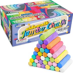 ArtCreativity Jumbo Sidewalk Chalk Set in 7 Colors, 38 Colorful Chalk Pieces in Storage Bucket, Portable, Dust Free & Washable, For Driveway, Pavement, Outdoors, Arts & Crafts Gift for Kids in Kuwait