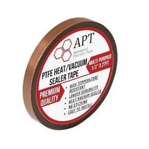 APT Teflon PTFE Glass Cloth Tape, High Temperature, Vacuum Bag Tape, Weston Vacuum Sealer Parts,Food Saver Sealer Parts, Seal A Meal, Cabella's and Many More (1/2" x27Ft)