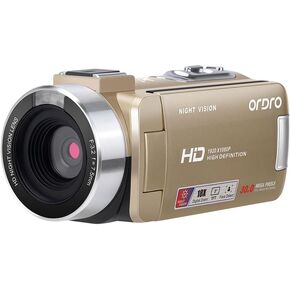 ORDRO Video Camera Camcorder Digital Camera Recorder Full HD 1080P 30FPS 30MP 3.0 Inch 270 Degree Rotation LCD 18X Digital Zoom with 16GB Card and Battery