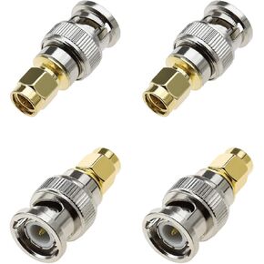 SING F LTD 4pcs BNC Male to SMA Male Straight Plug Converter Adapters RF Coaxial Connectors for Antenna Cable Ham Radio Transceivers