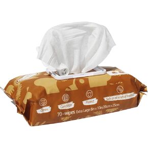 Air Jungles 3in1 Leather Cleaner Wipes 70 Count (Pack of 1), Extra Large 8" x 10" Size Leather Clean Condition Protect Wipes for Vinyl and Leather Apparel Furniture Auto Car Interior Shoes Boots Bags