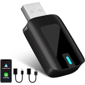 2 in 1 Wireless Carplay Adapter, Plug & Play Magic link Carplay Stable Fast Connection, Convert Factory Wired to Wireless Carplay Dongle/Android Auto Adapter for Cars 2016+, iPhone iOS 10+/Android 11+