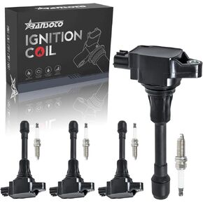 RANSOTO UF549 Ignition Coil Pack & 9029 Spark Plug Set Of 4 Compatible With Nissan Altima Cube Rogue Sentra Versa NV200 1.6L 1.8L 2.0L 2.5L l4