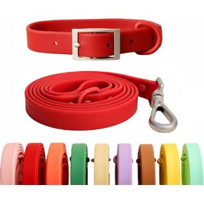 Dog Collar Leash Set Adjustable Strong Dirt Resistant Deodorization Waterproof Dog Collar Easy to Clean Soft Pet Collars Leashes for Large Medium Small Dogs (Brown, L) in Saudi Arabia