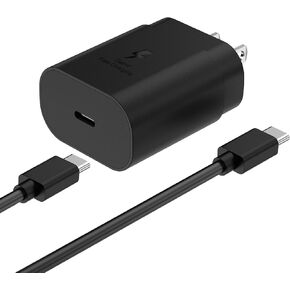 Galaxy S24 S23 Type C Charger Block 25W Android Fast Charger 5FT USB C to C Cable for Samsung Galaxy S24/S24Ultra/S24+/S23/S23Ultra/S23+/S22/S22Ultra/S22+/S21/S21+/S21Ultra/S20/Note 20 Ultra