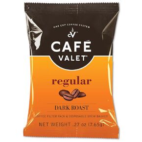 Café Valet Regular Dark Roast Single Serve Coffee Packets – 84 Count – For Use with Café Valet Single Serve Coffee Makers – Disposable Brew Basket & Coffee Pack