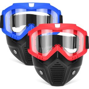 POKONBOY 2 Pack Detachable Masks, Tactical Mask with Goggles Compatible with Nerf Rival, Apollo, Zeus, Khaos, Atlas, & Artemis Blasters Rival Mask (Black & White)