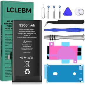 LCLEBM [9300mAh] Battery for iPhone 13, 2024 New 0 Cycle Higher Capacity Battery Replacement for iPhone 13 Model A2635, A2634, A2633, A2631, A2482 with Complete Repair Tools Kits in Kuwait