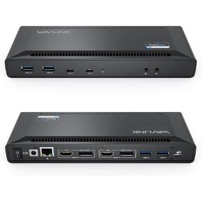 WAVLINK USB C or USB 3.0 Docking Station Dual Monitors, Displaylink USB C Dock with 100W PD Charging for Thunderbolt 4/3,USB-C Windows/Mac/Chrome, MacBook M1/M2 (2HDMI, 2DP, 6USB, Ethernet, Audio)
