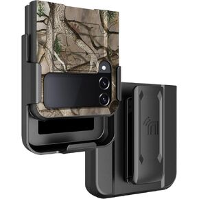 Case with Clip for Galaxy Z Flip 4 5G, Nakedcellphone Special Ops Tactical Dual Layer Rugged Cover and [Rotating/Ratchet] Belt Hip Holster Combo for Samsung Z Flip4 Phone (SM-F721U, 2022) - Black