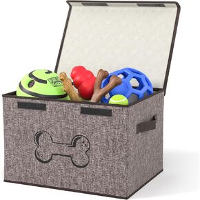 Mindspace Dog Toy Storage Box - Dog Toy Bin, Fabric Storage Bin with Lid - Dog Toy Box Organizer, Dog Toy Basket - Collapsible Storage Bin for Dog Toys, Pet Storage | Oxford Collection, Bone Design