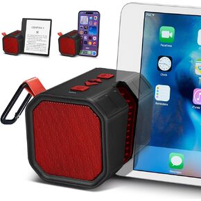 Portable Cell Phone Stand with Bluetooth Speaker-Great Gift for Men Women, Anti-Slip Cell Phone Stand with HD Stereo Sound for iPhone, iPad, Max 10 Hours Playtime, Built-in Mic, AUX, TF Card Slot