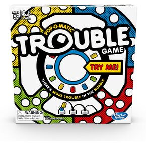 Hasbro Gaming Trouble Board Game for Kids Ages 5 and Up 2-4 Players