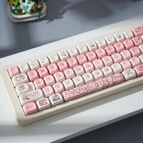 PBT Pink Pig Keycaps Set MOA Profile Cute Keycaps Custom Dye-Sublimation Keyboard Keycaps for Cherry Gateron MX Switches Mechanical Keyboards