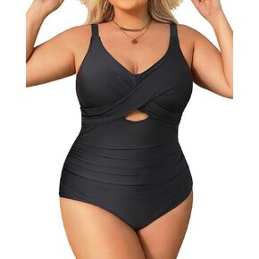Daci Plus Size One Piece Swimsuits - Tummy Control Bathing Suit for Women Cutout Swimwear