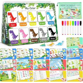 iGetooy Montessori Preschool Learning Activities Busy Book for Toddlers, Dinosaur Themes Quiet Book for Kids, Kindergarten Educational Learning Book, Autism Sensory Toys for 3-5 Year Olds