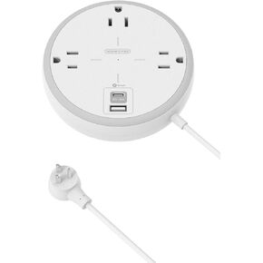 Power Strip with USB C, NTONPOWER Flat Plug Power Strip with USB Ports, 3 Widely Spaced Outlets, Extension Cord with Multiple Outlets, Small and Compact Size,100-240V for International Travel