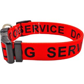 MayPaw Service Dog Collar, 1" and 1.5" Wide Dog Collar Strong Nylon Medium Large Extra-Large Dog Collars (Neck Fit 14-22",1" Wide, red)