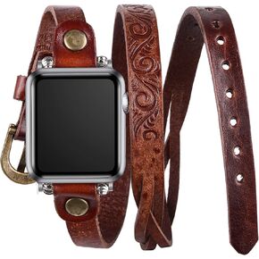 VIQIV Bracelet Band Compatible with Apple Watch Ultra Band 38mm 40mm 41mm 42mm 44mm 45mm 49mm for Men Women, Multi-layer Fancy Leather Cuff Jewelry Dressy Pretty Straps for iWatch Series SE 9/8/7/6/5/4/3/2