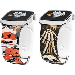 Halloween Fall Bands for Apple Watch Band 38mm 40mm 41mm Women Men, 2pack Soft Silicone Waterproof Strap Compatible with iWatch Apple Watch Series 10(42mm) 9 8 7 6 5 4 3 2 1 SE