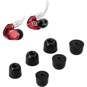 أطراف أذن بديلة من kwmobile متوافقة مع Shure AONIC 215 / SE215 / SE846 / SE535 / SE112 - مجموعة من 6 - أطراف أذن من إسفنج الذاكرة - أسود