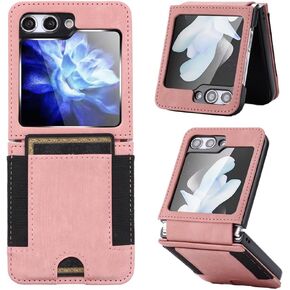 JGY Samsung Galaxy Z Flip 6 Case Leather Wallet, Z Flip 6 Wallet case with Hinge Protection Card Slots PU Leather Card Holder Rugged Non-Slip Full Body Drop Protector Back case for Man Woman (Black)