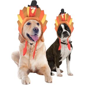 Thanksgiving Dog Turkey Costume Hat Cap,Halloween Pet Cat Costume Outfit Cosplay for Small Medium Large Dogs,Matching Dog and Owner Hat Outfits (Turkey, Medium)