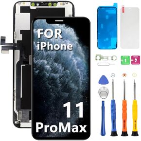 for iPhone 11 Pro Max Screen Replacement Kit Inch LCD Display Full HD Digitizer Support 3D Touch Face ID with Full Repair Tools Waterproof Frame Sticker Screen Protector for A2161 A2218 A2220