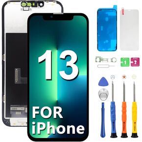 For iPhone 13 Mini Screen Replacement Kit Inch LCD Display Full HD Digitizer Support 3D Touch Face ID with Full Repair Tools Waterproof Frame Sticker Screen Protector For A2481 A2626 A2628 A2629 A2630