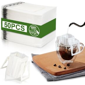 CARGEN Portable Coffee Filter Paper Bag - Hanging Ear Side Drip Coffee Bag Disposable Portable Drip Coffee Filters Bag Hanging Ear 50PCS