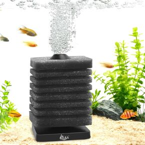 AQQA Aquarium Sponge Filter, 2 in 1 Ultra Quiet Fish Tank Filters with Filtration & Aeration for 30-120 Gallon with 1 Spare Sponge for Shrimp Betta Fish Tank (M)