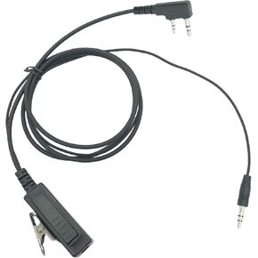 Push-To-Talk K1 Cable with Aux 3.5mm Male Adapter, PTT Mic for Baofeng UV-5R Retevis RT18 RT19 RT21 RT22 RT27 RT7 H-777 Kenwood 2-Pin Radios Connecting to Headset Earmuffs with 3.5mm Audio Jack