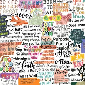 200PCS Inspirational Stickers for Water Bottles, Motivational Stickers for Teens, Students, Teachers, Vinyl Waterproof Durable Laptop Sticker for Hydroflasks Journaling Scrapbooking