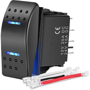Nilight Down Up Polarity Reverse Switch DPDT 20A 7PIN Momentary Rocker Switch ON Off ON Switch 12V 24V Toggle Switch Jumper Wires for Control Motor for Hoist, Crane, Linear Actuator, 2 Years Warranty